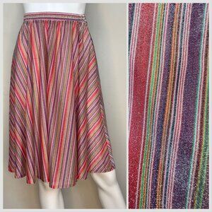 Vintage 1970s/80s Metallic Rainbow Stripe Disco Skirt, That’s It! California, XS